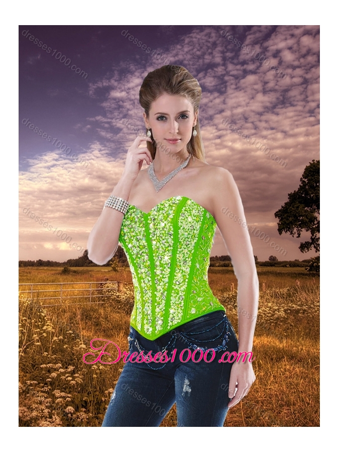Hot Sale Spring Green Detachable Sweet 16 Dresses with Beading and Ruffled Layers