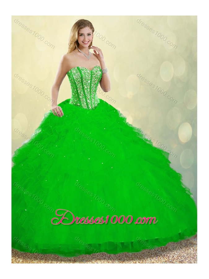 2016 Elegant Ruffles and Beading Detachable Quinceanera Gowns