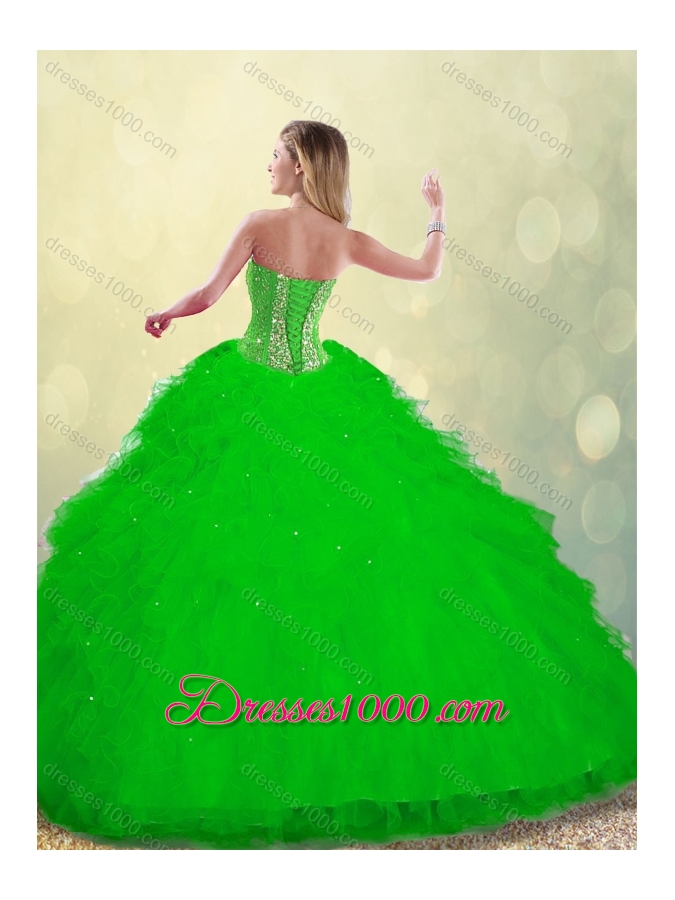 2016 Elegant Ruffles and Beading Detachable Quinceanera Gowns