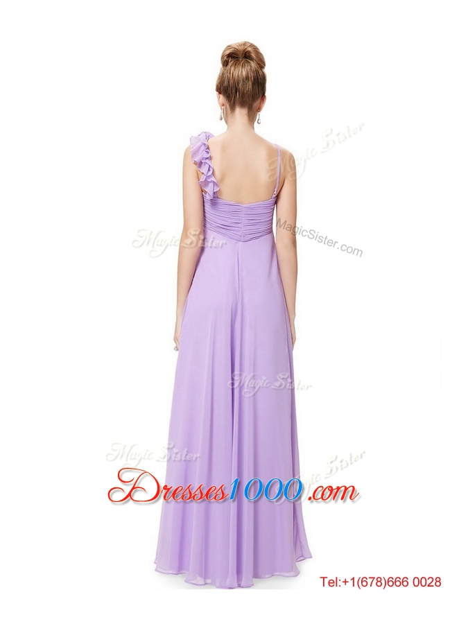 2016 New Style Straps Lavender Prom Dresses with Ruching