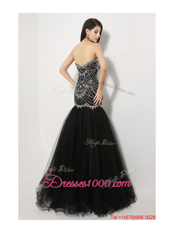 Beautiful Mermaid Sweetheart Beaded Prom Dresses in Black