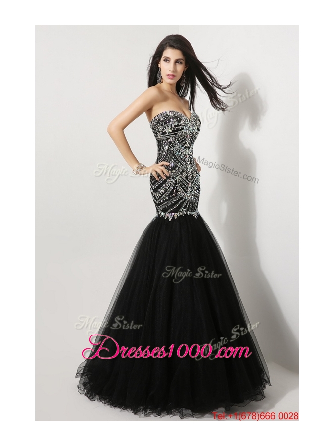 Beautiful Mermaid Sweetheart Beaded Prom Dresses in Black