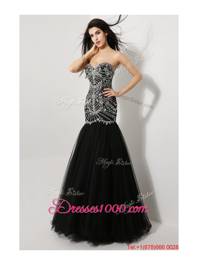 Beautiful Mermaid Sweetheart Beaded Prom Dresses in Black