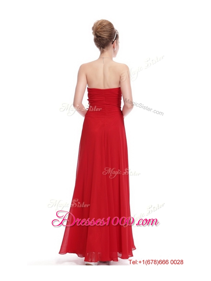Gorgeous Sweetheart Ruched Red Prom Dresses with Appliques