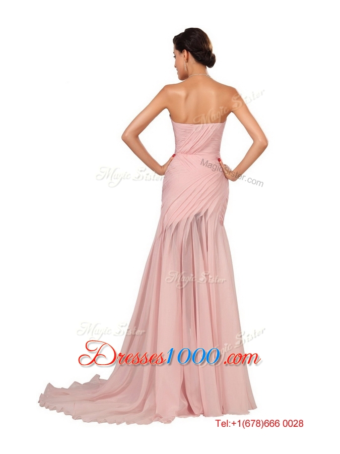 Luxurious Side Zipper Ruched Prom Dresses with Asymmetrical