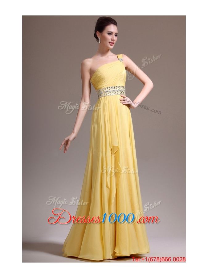 2016 Beautiful Empire One Shoulder Prom Dresses with Beading