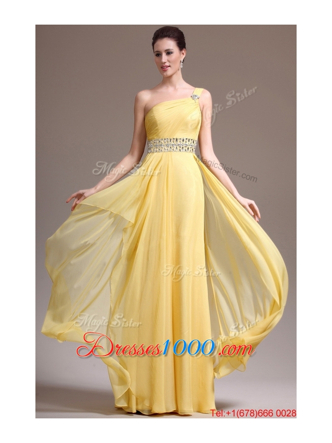 2016 Beautiful Empire One Shoulder Prom Dresses with Beading