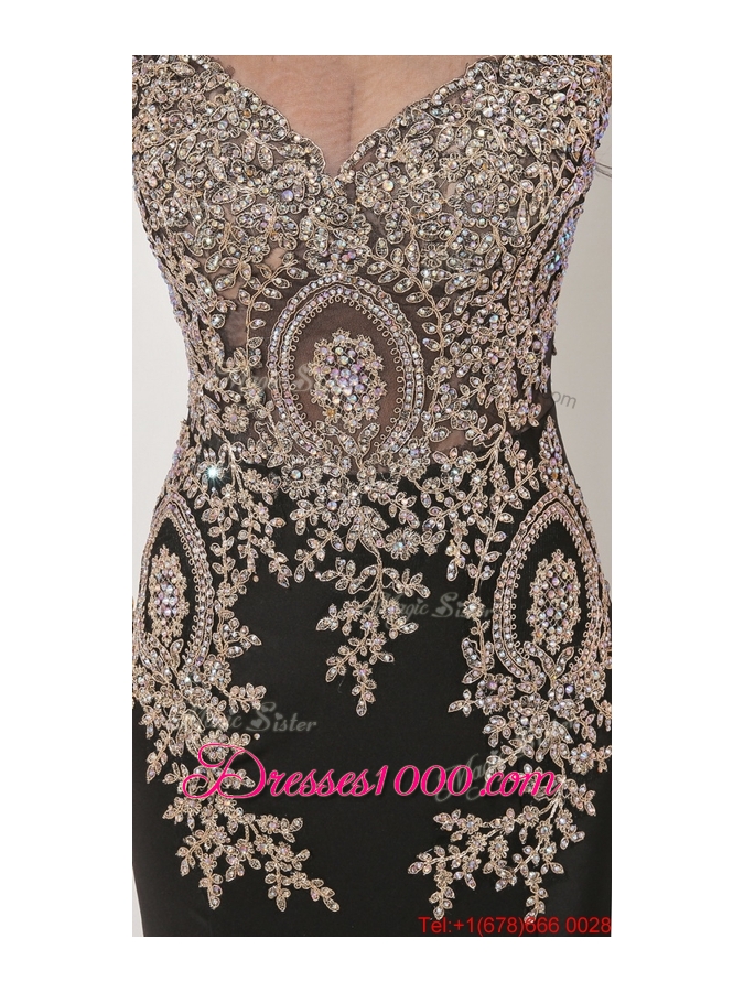 2016 Gorgeous Mermaid Appliques and Beaded Prom Dresses in Black