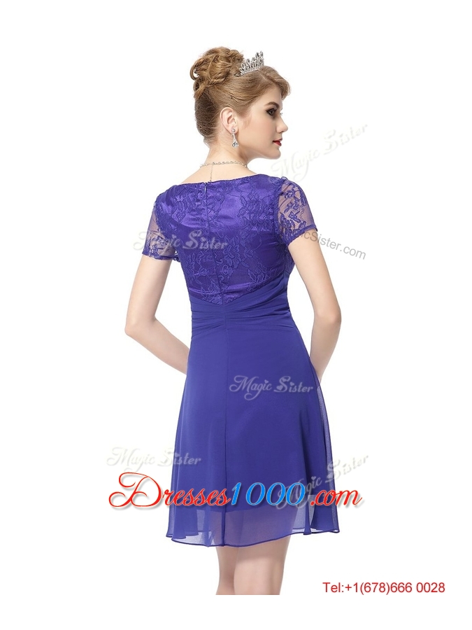 2016 Modest Sweetheart Short Prom Dresses with Lace