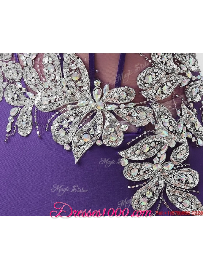 Beautiful Brush Train Prom Dresses with Beading and High Slit