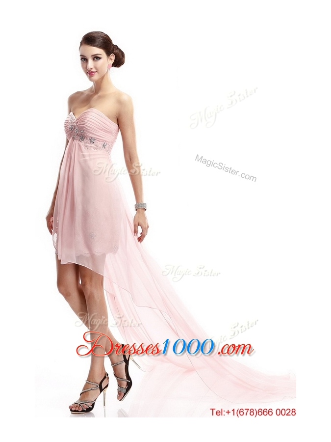 Best Selling Sweetheart Beaded Prom Gowns with High Low