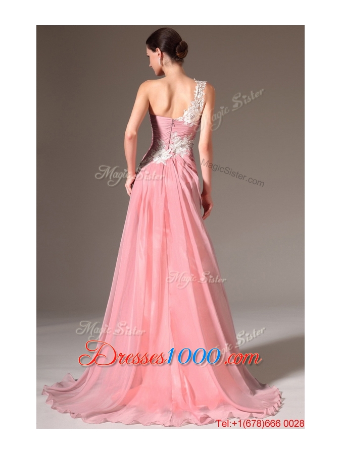 Classical Empire One Shoulder Prom Dresses with Appliques for 2016
