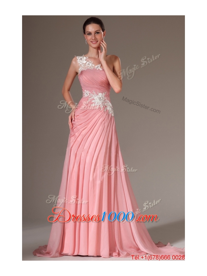 Classical Empire One Shoulder Prom Dresses with Appliques for 2016