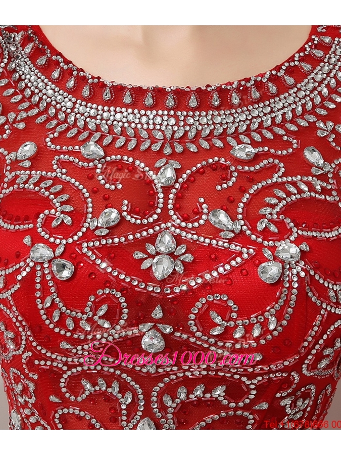 Discount Brush Train Beaded Prom Dresses with Bateau for 2016