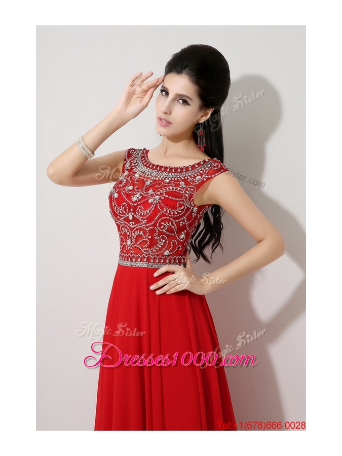 Discount Brush Train Beaded Prom Dresses with Bateau for 2016