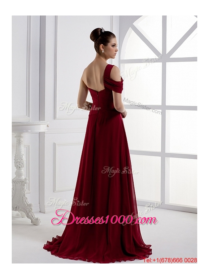 Fashionable Asymmetrical Brush Train Prom Dresses