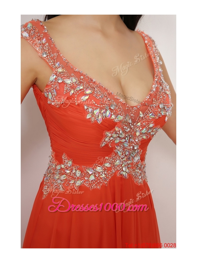 New Arrivals Brush Train Prom Dresses with High Slit and Beading