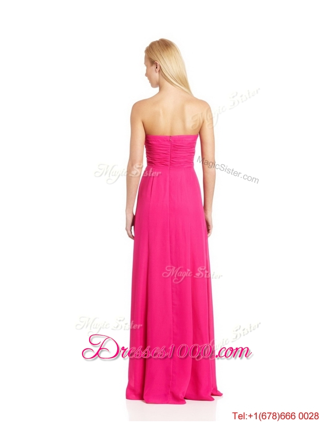 Pretty Empire Sweetheart Prom Dresses with Brush Train in Hot Pink