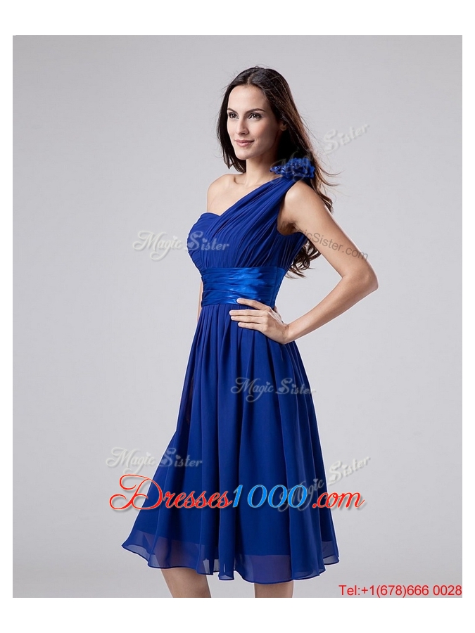 2016 Beautiful One Shoulder Belt Short Prom Dress in Royal Blue