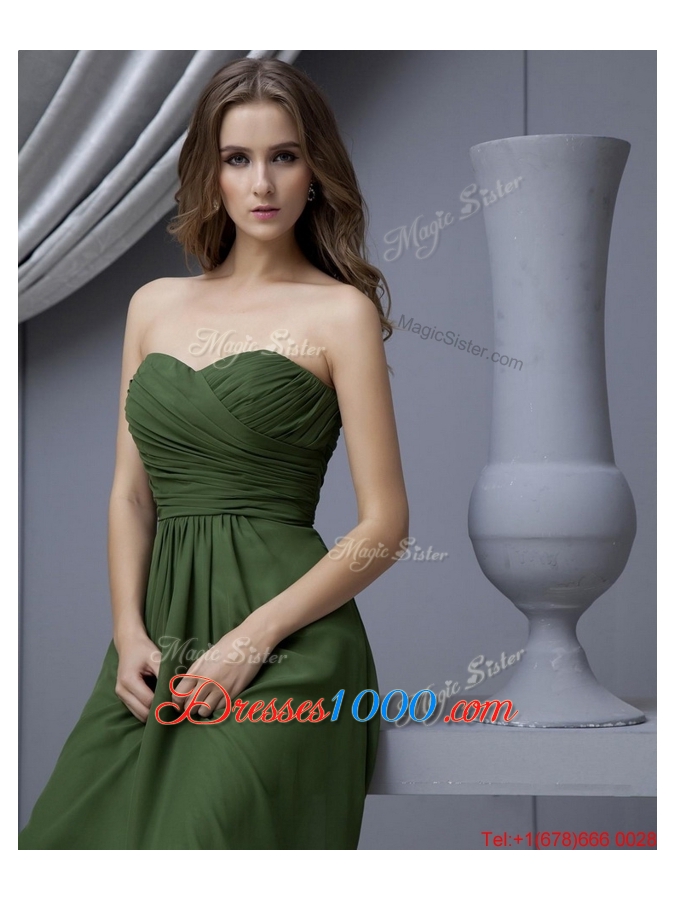 2016 Modern Empire Sweetheart Prom Dresses with Ruching