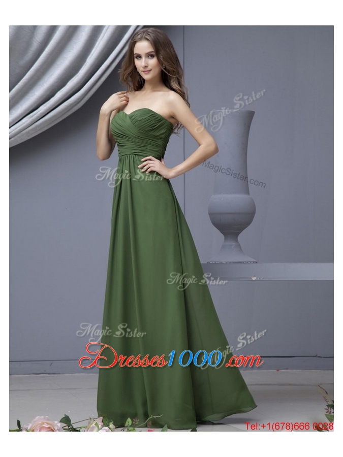 2016 Modern Empire Sweetheart Prom Dresses with Ruching