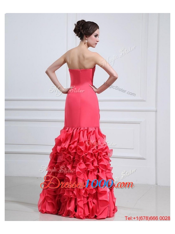 2016 Pretty Appliques and Ruffles Mermaid Prom Dress