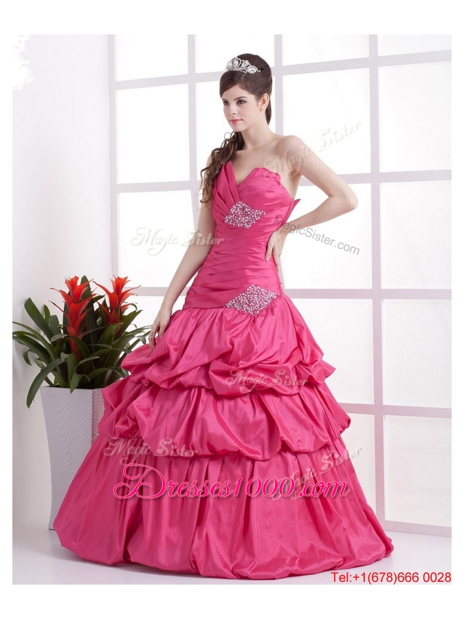 A Line Sweetheart 2016 Prom Gowns with Pick Ups and Beading