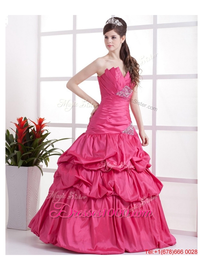 A Line Sweetheart 2016 Prom Gowns with Pick Ups and Beading