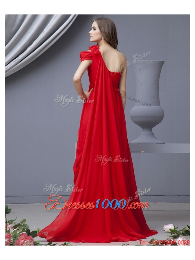 Beautiful Empire One Shoulder Brush Train Prom Dresses for 2016