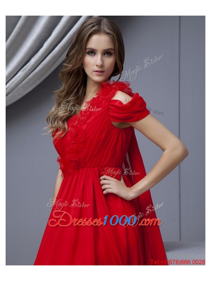 Beautiful Empire One Shoulder Brush Train Prom Dresses for 2016