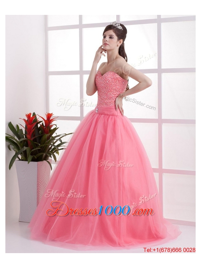 New Arrivals A Line Sweetheart Prom Dresses in Watermelon for 2016