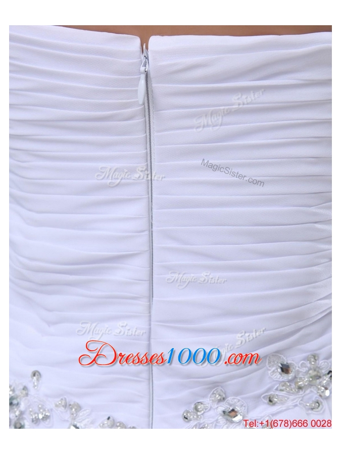 New Arrivals White Brush Train Prom Dresses with High Slit for 2016