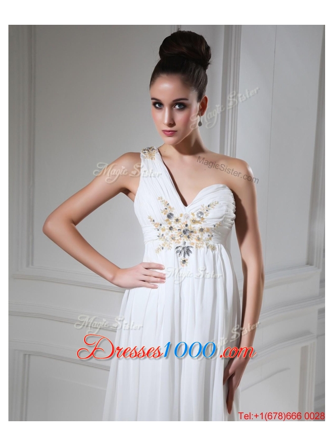 New Style Empire One Shoulder Prom Dresses with Beading and Sequins