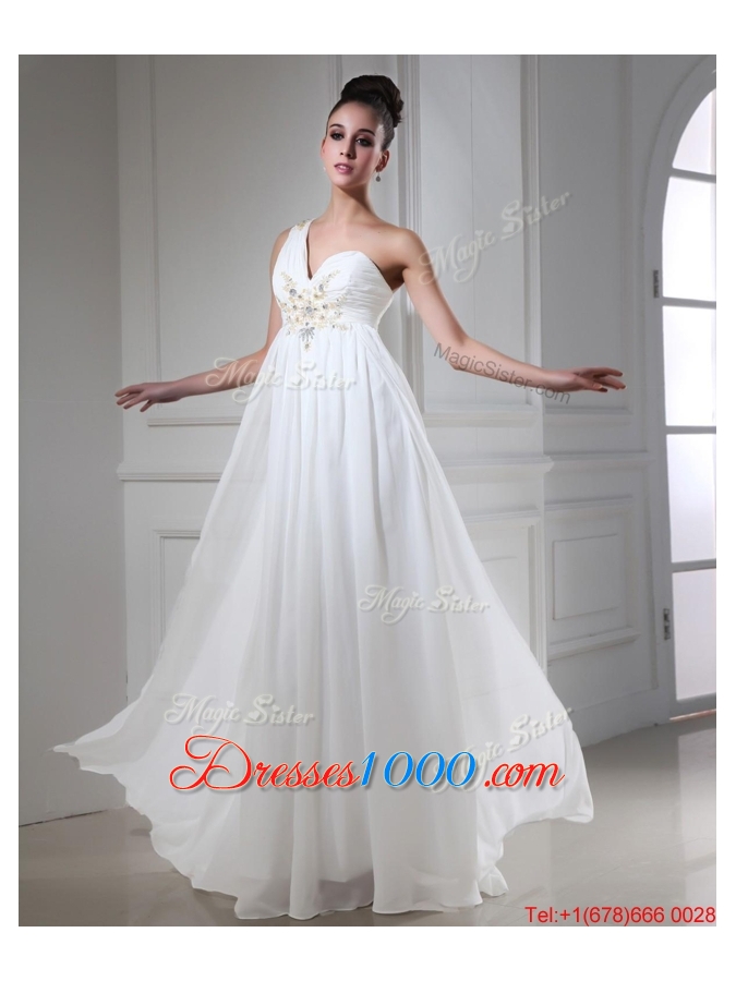 New Style Empire One Shoulder Prom Dresses with Beading and Sequins