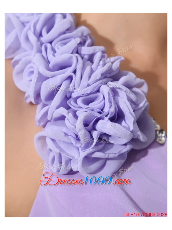 Pretty Empire V Neck Prom Dresses with High Low in Lavender