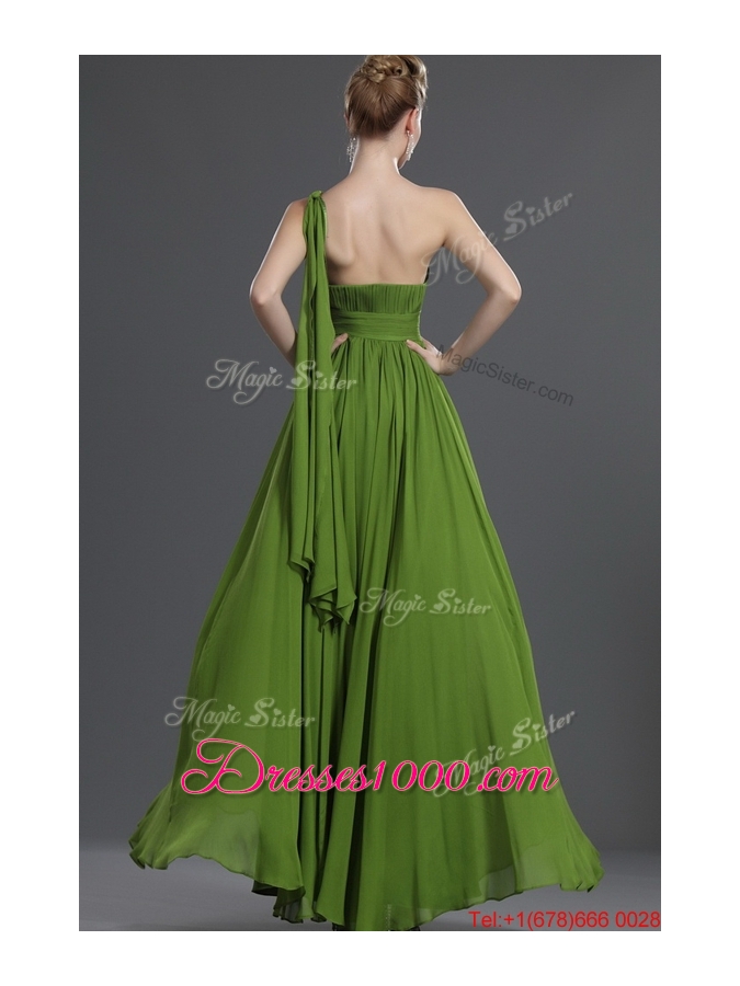 Simple A Line One Shoulder Prom Dresses with Watteau Train for 2016