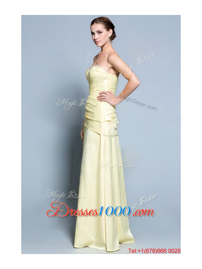 Wonderful Column Sweetheart Prom Dresses with Beading in Light Yellow
