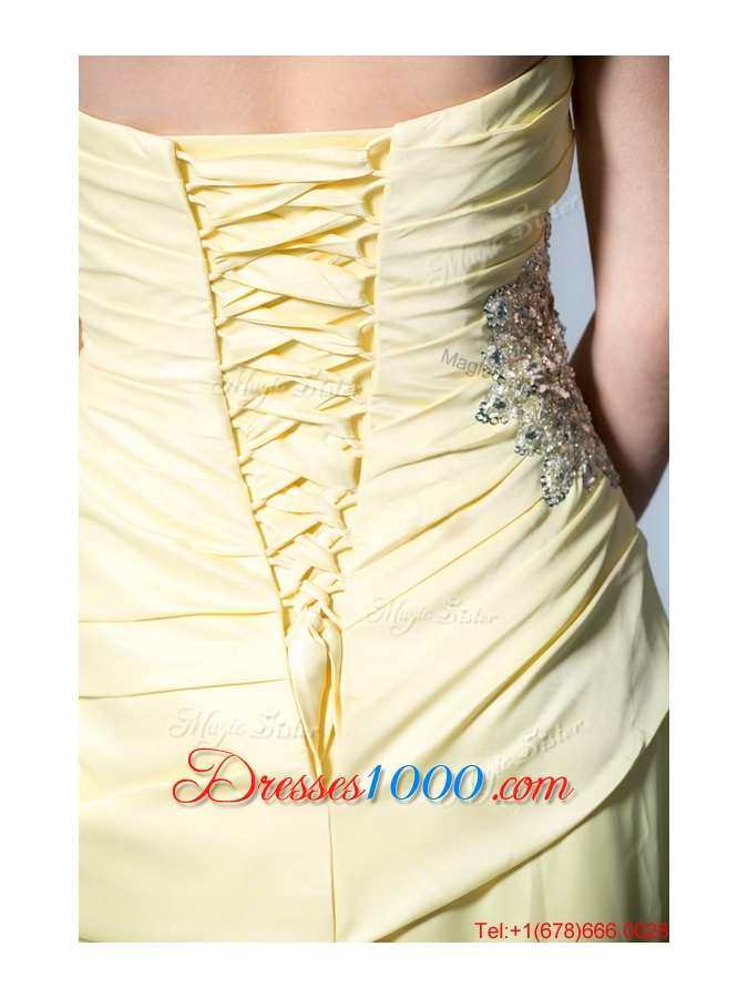 Wonderful Column Sweetheart Prom Dresses with Beading in Light Yellow