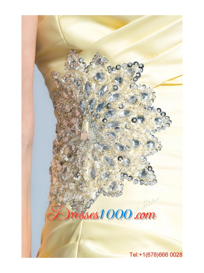 Wonderful Column Sweetheart Prom Dresses with Beading in Light Yellow
