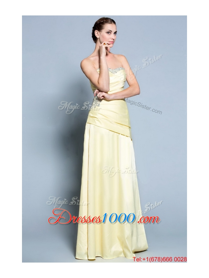 Wonderful Column Sweetheart Prom Dresses with Beading in Light Yellow