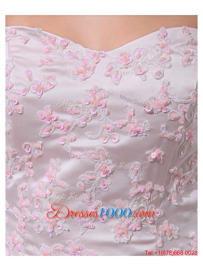 Wonderful Sweetheart Baby Pink Prom Dresses with Sequins and Ruffled Layers