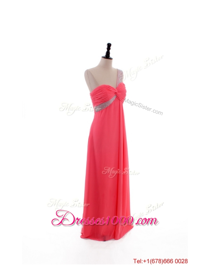 2016 Beautiful Empire One Shoulder Prom Dresses with Beading