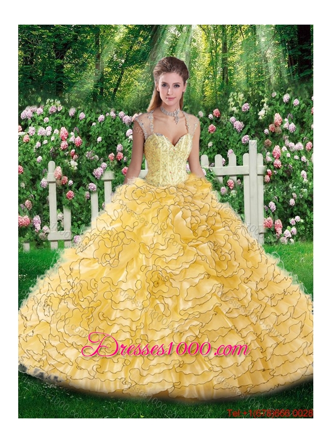 2016 Elegant Straps Beading Quinceanera Dresses for 16 Brithday Party