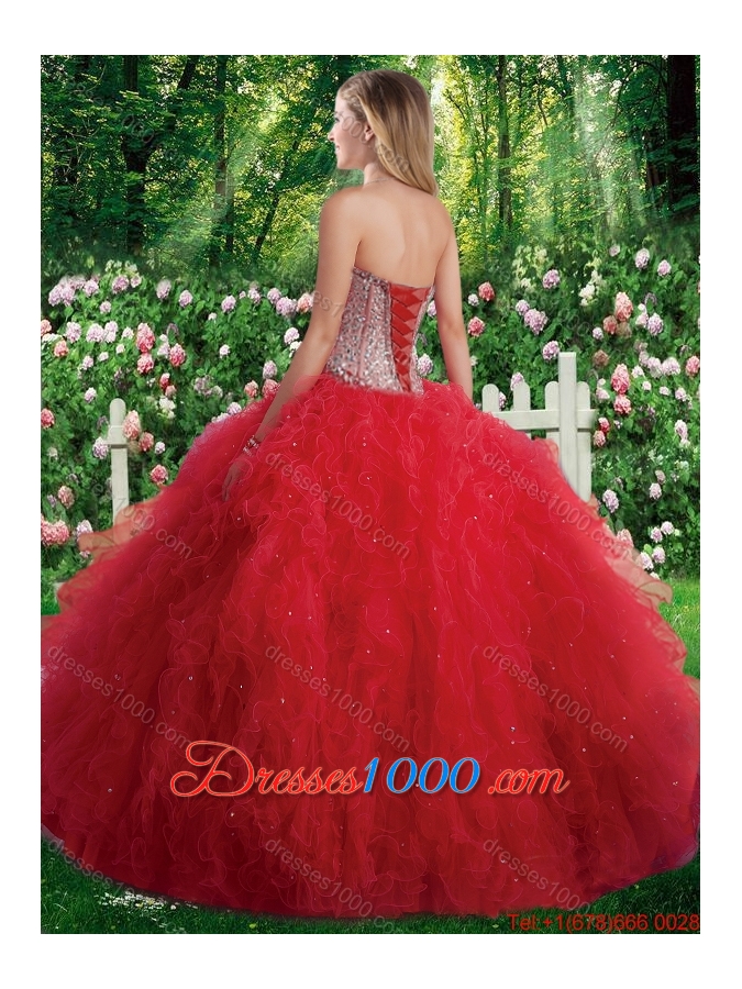 2016 Pretty Ball Gown Beading and Ruffles Sweet 16 Gowns