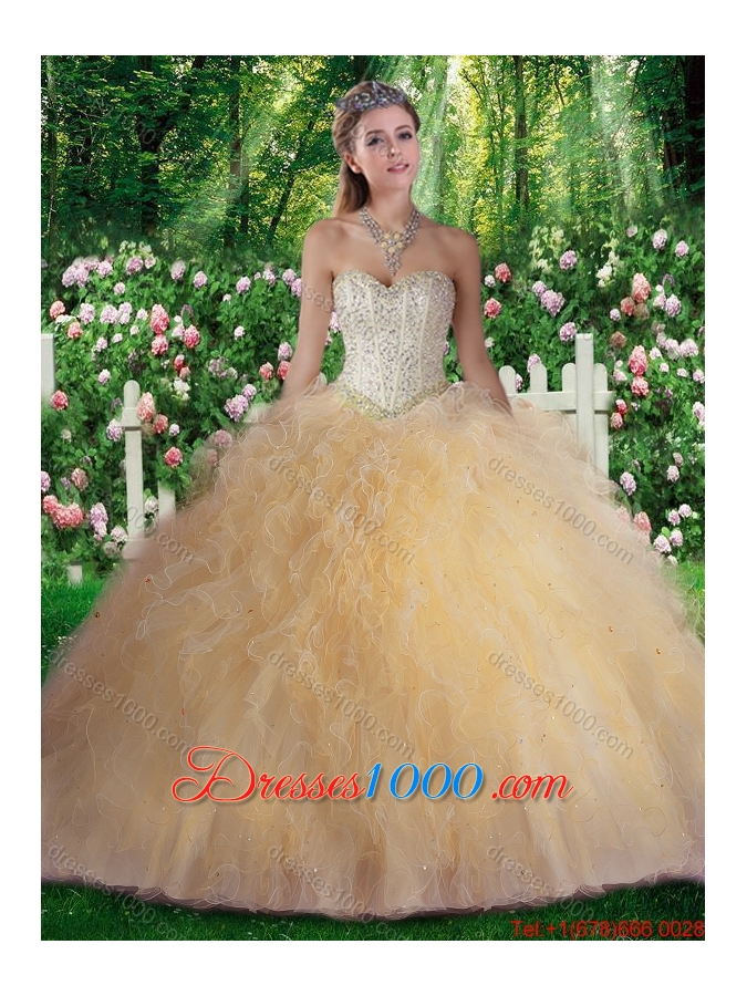 2016 Pretty Ball Gown Beading and Ruffles Sweet 16 Gowns