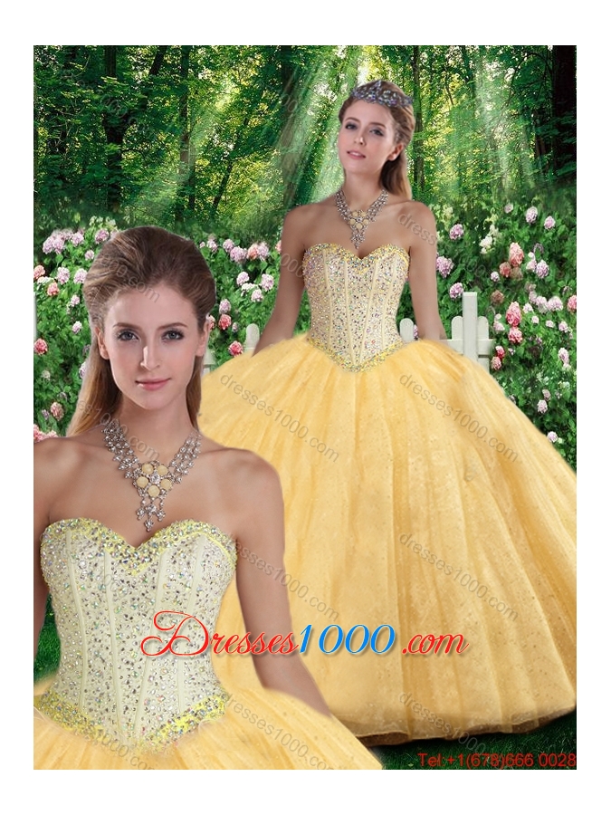 2016 Simple Ball Gown Sweetheart Beading Quinceanera Gowns for Fall