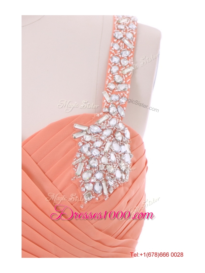 2016 Spring Empire Asymmetrical Prom Dresses with Beading