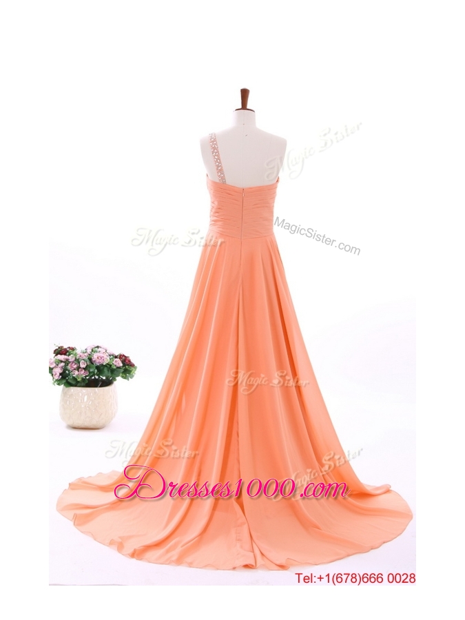 2016 Spring Empire Asymmetrical Prom Dresses with Beading