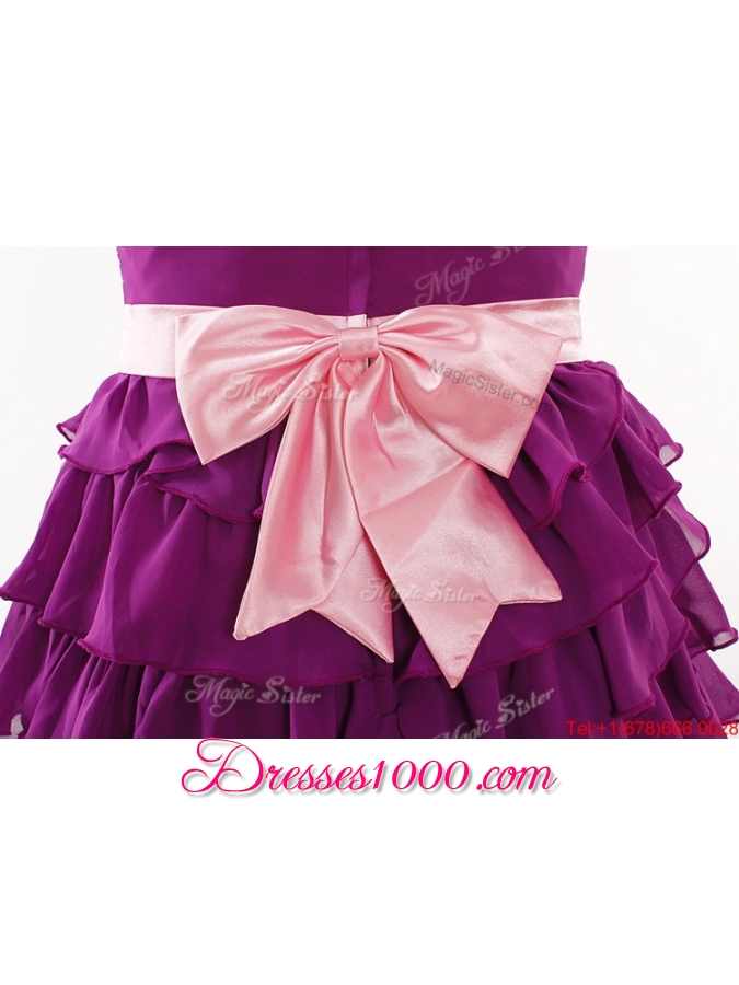 Beautiful Short Prom Dresses with Bowknot and Ruffled Layers