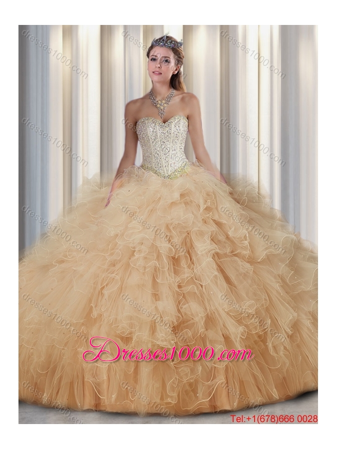 Beautiful Sweetheart Quinceanera Dresses with Beading and Ruffles for Fall